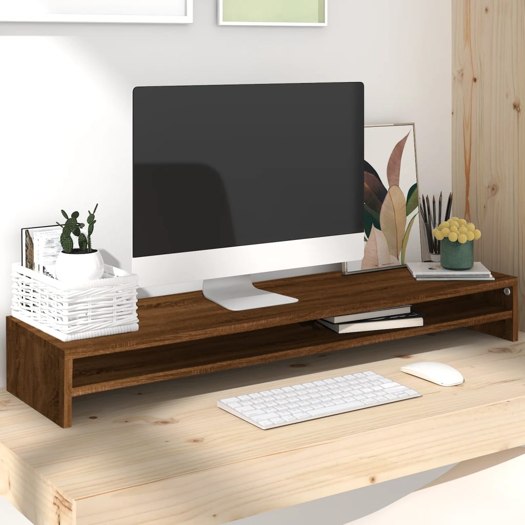NNEVL Monitor Stand Brown Oak 100x24x13 cm Engineered Wood-0