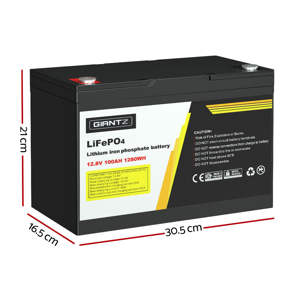 NNEDSZ 12V 100Ah Lithium Battery LiFePO4 Deep Cycle Box Solar Caravan Camping-1