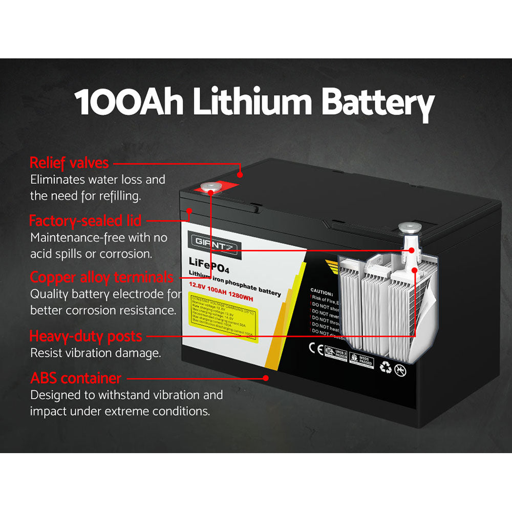 NNEDSZ 12V 100Ah Lithium Battery LiFePO4 Deep Cycle Box Solar Caravan Camping-3