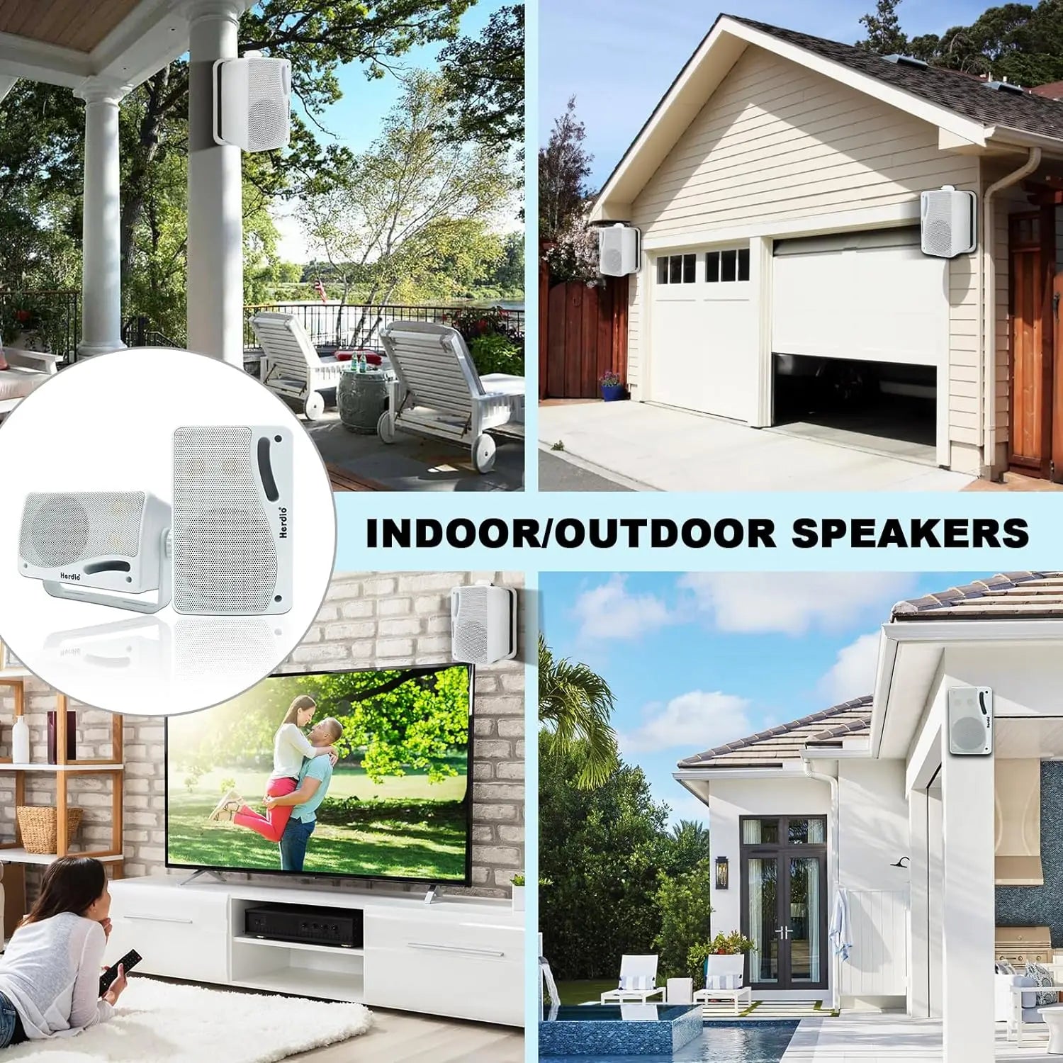 NNEOBA 200W Passive Outdoor Speakers Waterproof Marine (White)-2