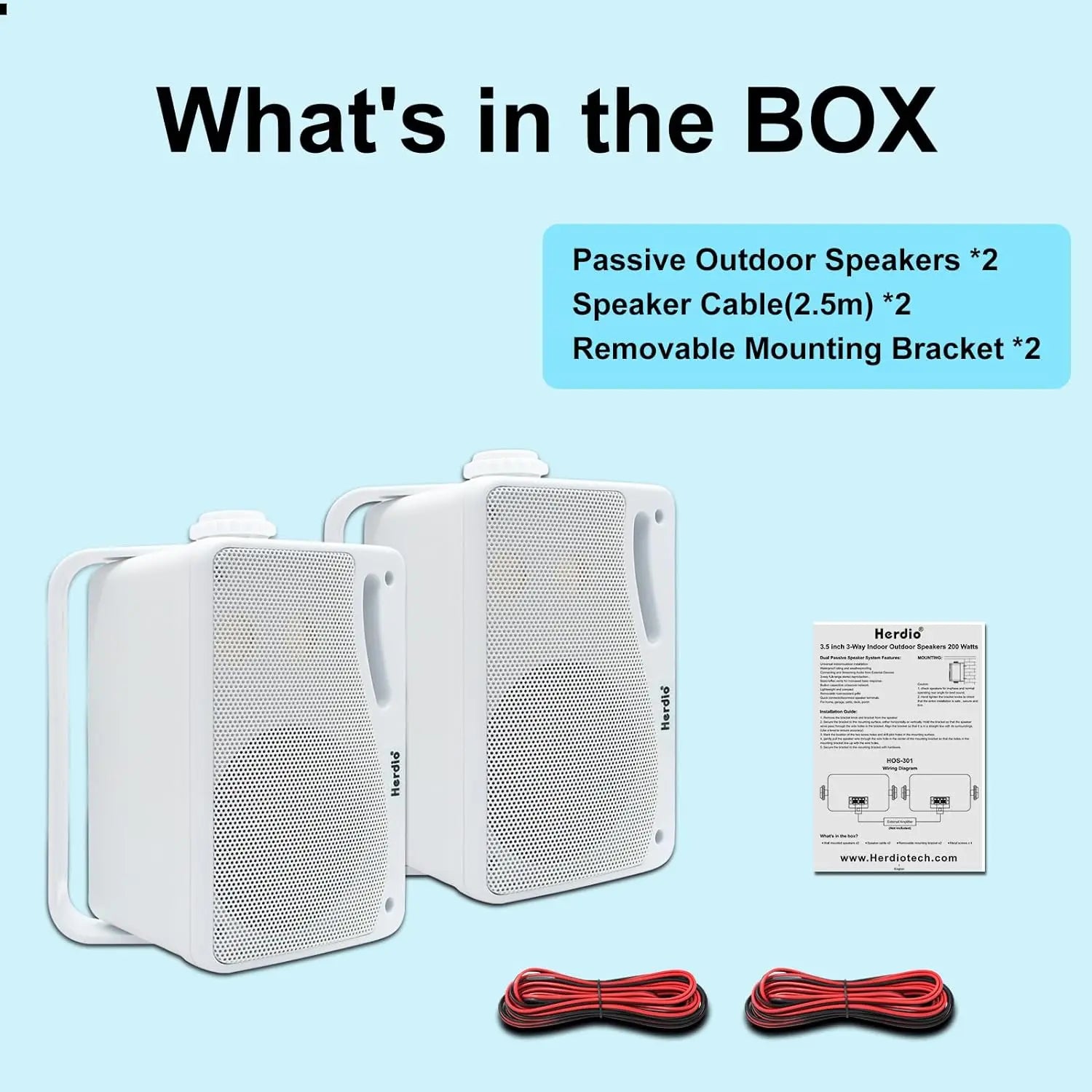 NNEOBA 200W Passive Outdoor Speakers Waterproof Marine (White)-3