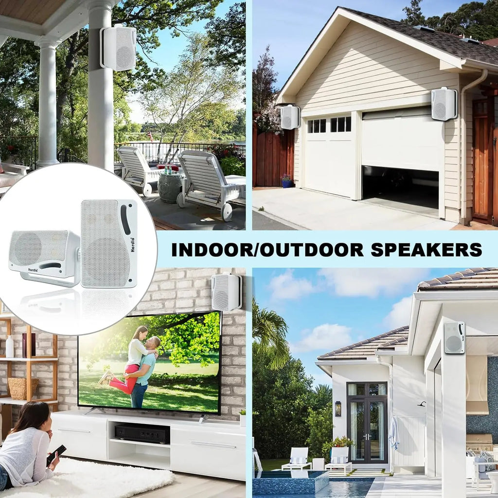 NNEOBA 200W Passive Outdoor Speakers Waterproof Marine (White)-2